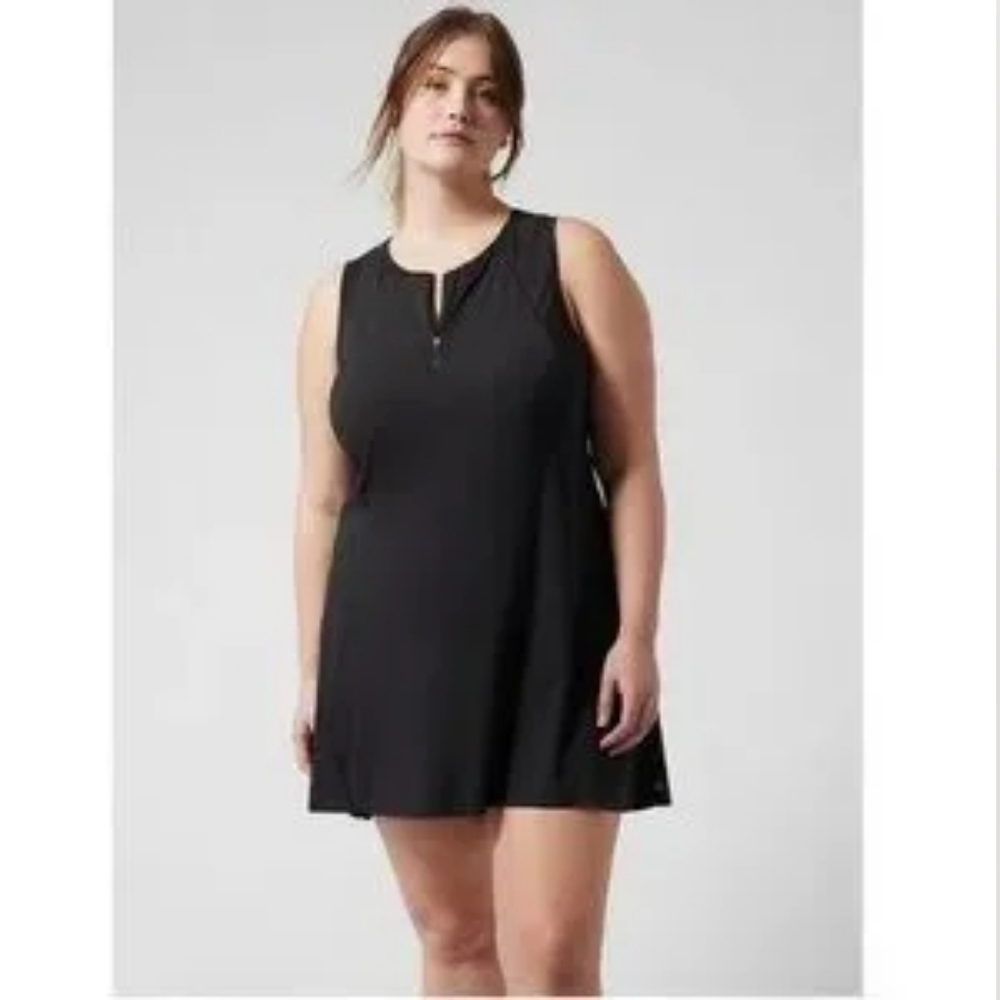 Athleta Black Zip-Up Ace Tennis Dress Plus Size 2x